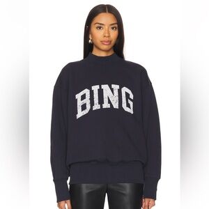 Anine Bing Navy Sweatshirt with White Logo